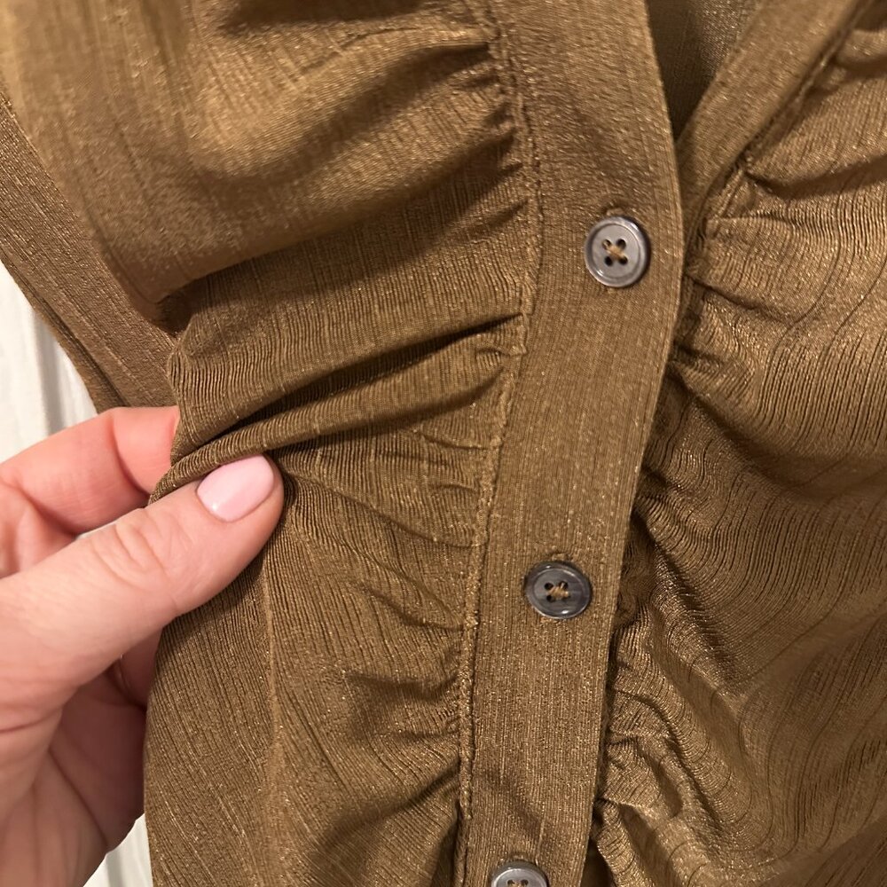 Madewell Metallic Rib Ruched Long-Sleeve Top size medium - Picture 6 of 7